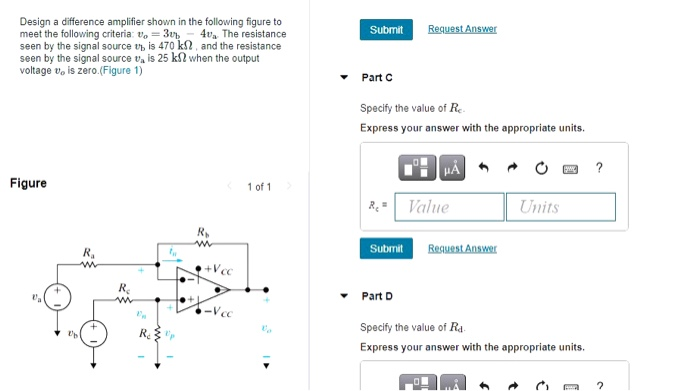 Solved Design a difference amplifier shown in the following | Chegg.com