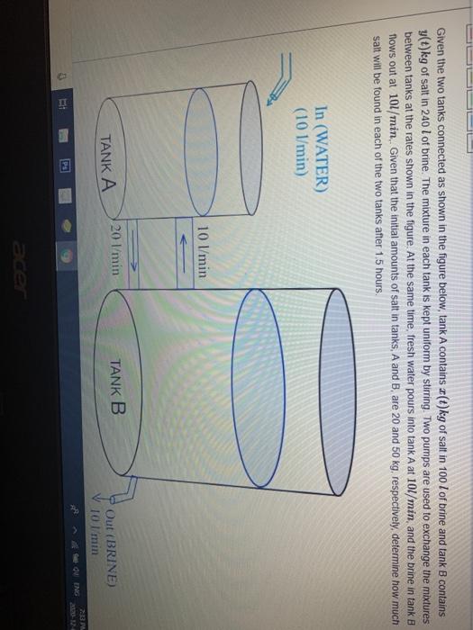 Solved Given the two tanks connected as shown in the figure | Chegg.com