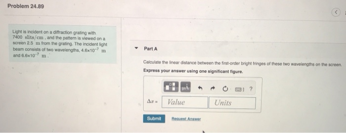 Solved Problem 24.89 Light is incident on a diffraction | Chegg.com