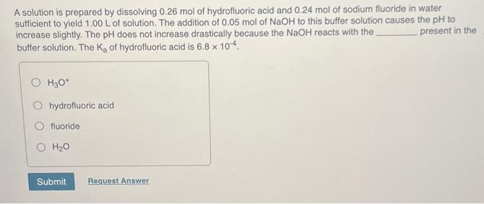 Solved A solution is prepared by dissolving 0.26 mol of | Chegg.com