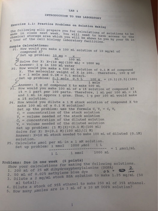 Lab Class Solution Solved LA 1 INTRODUCTION TO THE LABORATORY Exercise 1.1: | Chegg.com