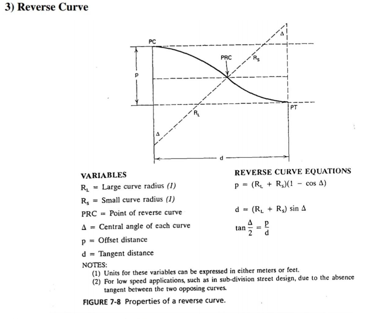 Solved 3) Reverse Curve VARIABLES REVERSE CURVE EQUATIONS | Chegg.com