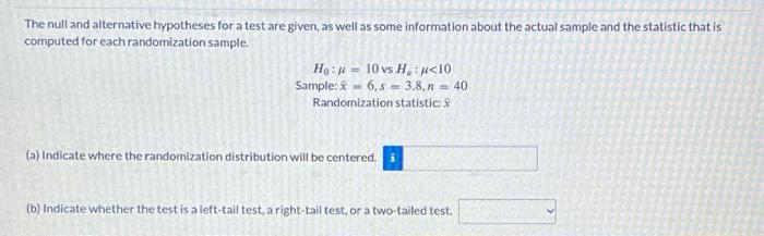 Solved The null and alternative hypotheses for a test are | Chegg.com