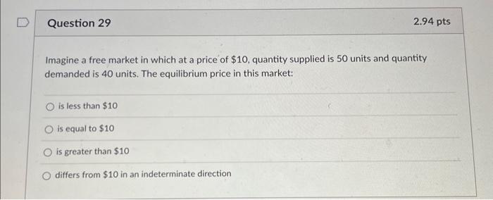 Solved Imagine a free market in which at a price of \\( \\$ | Chegg.com