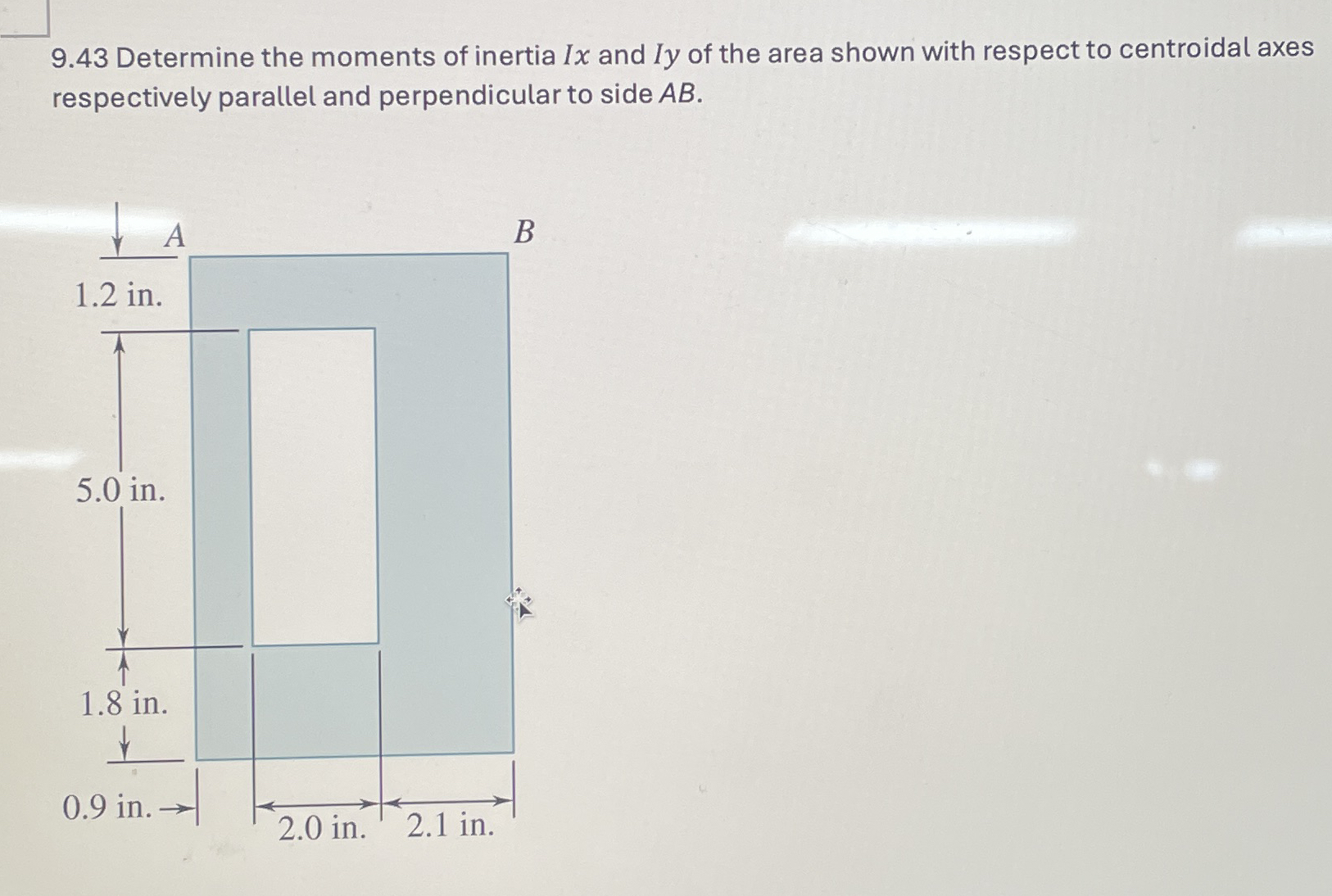 Solved 9.43 ﻿Determine the moments of inertia Ix ﻿and Iy ﻿of | Chegg.com