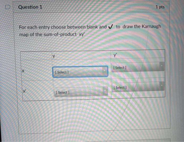 Solved Question 1 1 pts For each entry choose between blank | Chegg.com