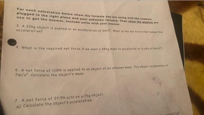 Solved For each calculation below show the formula you are | Chegg.com