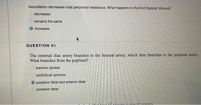 Vasodilation decreases total peripheral resistance. What happens to the End Systolic Volume? decreases remains the same incre