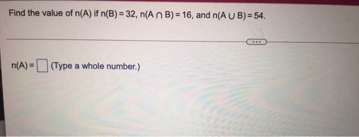 Solved Find The Value Of N(A) If N(B) = 32, N(AB) = 16, And | Chegg.com