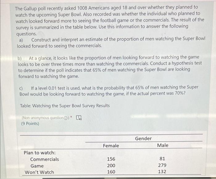 Solved The Gallup Poll Recently Asked 1008 Americans Aged 18 | Chegg.com