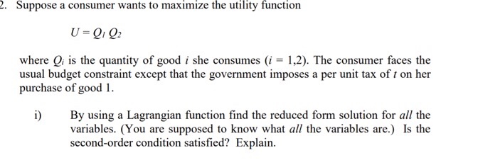 Solved Suppose a consumer wants to maximize the utility | Chegg.com