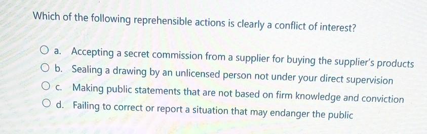 Solved Which of the following reprehensible actions is | Chegg.com