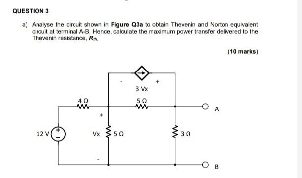 Solved Question 3 A Analyse The Circuit Shown In Figure Q3a 