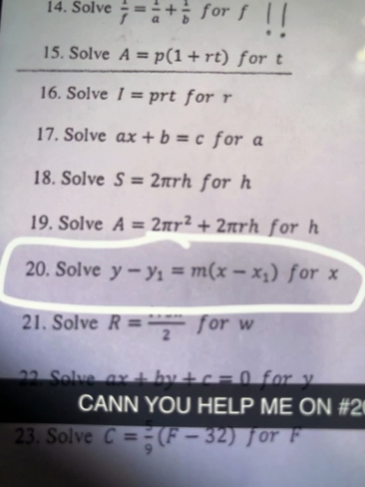Solved 14 Solve A 5 For F 11 15 Solve A P 1 Rt Chegg Com
