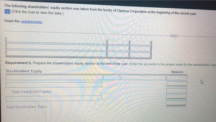 Solved - X The Following Shareholders Equity Section Was | Chegg.com