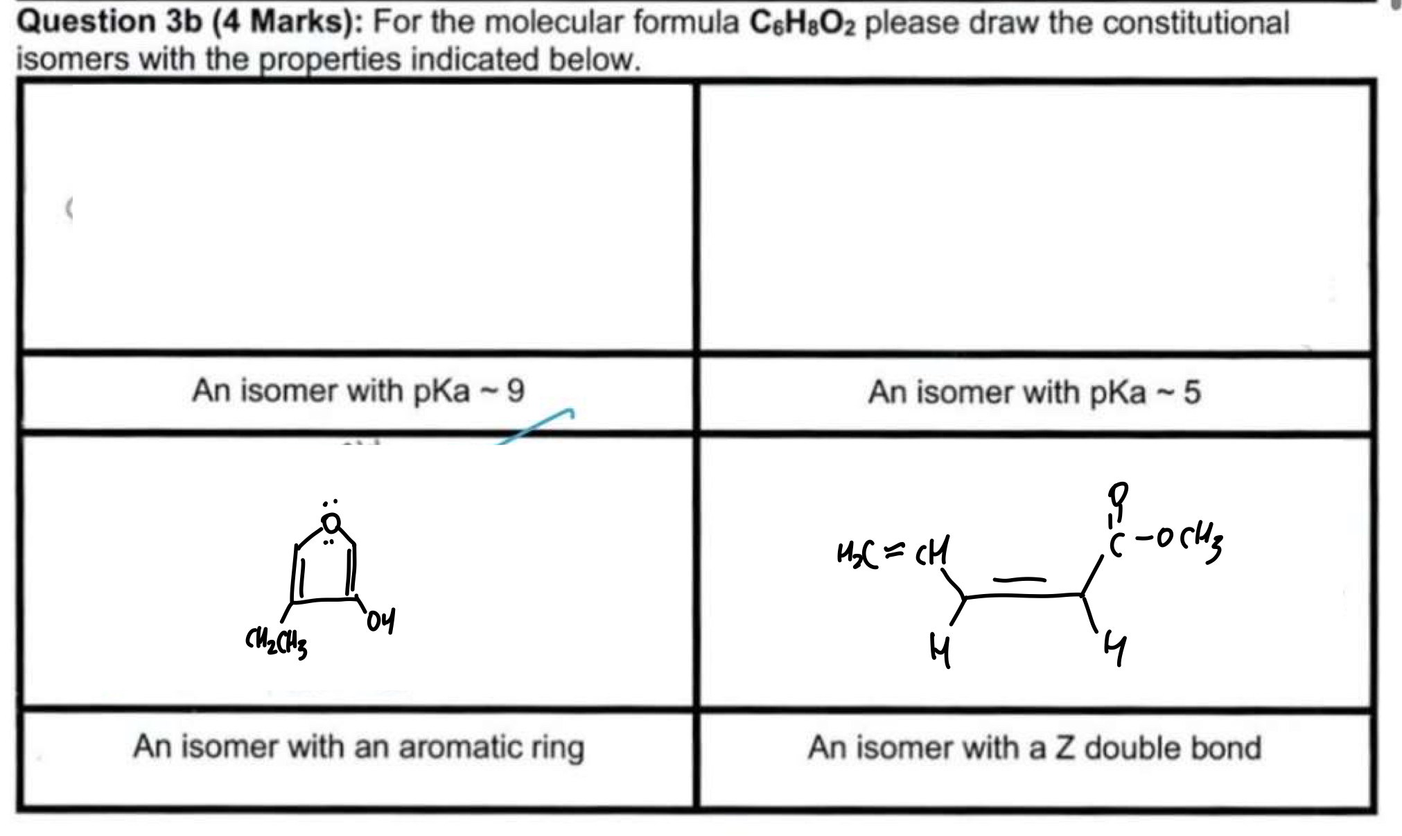 Solved Question 3b (4 ﻿Marks): For the molecular formula | Chegg.com