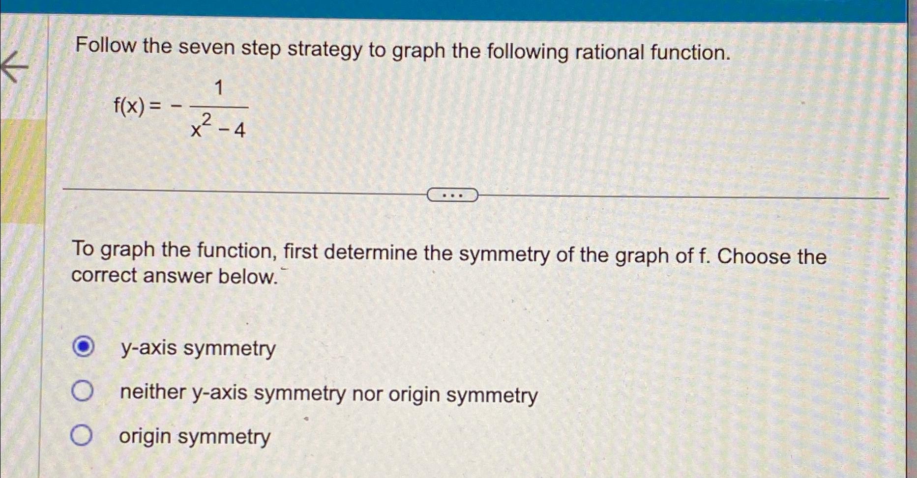 Solved Follow the seven step strategy to graph the following | Chegg.com