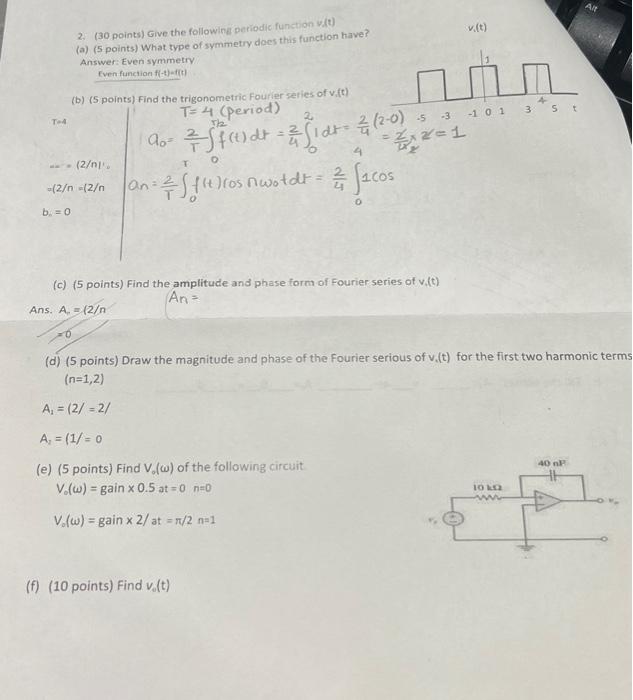 Solved 2 30 Points Give The Followine Periodic Function