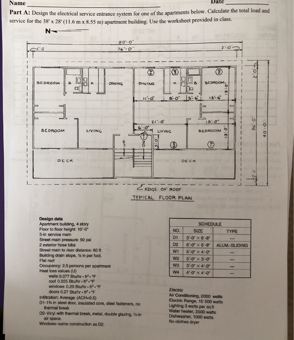 Name Part A: Design the electrical service entrance | Chegg.com