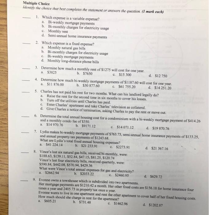 Solved a Multiple Choice Identify the choice that best | Chegg.com