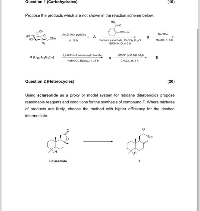 Solved Question 1 (Carbohydrates) Propose the products which | Chegg.com