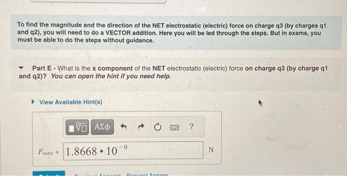the magnitude of electrostatic force on a charge placed
