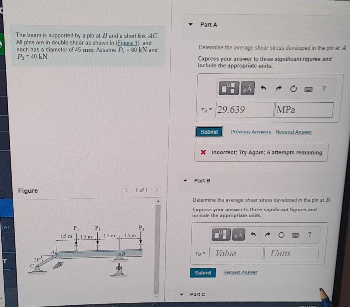 Solved The Beam Is Supported By A Pin At B And A Short Link | Chegg.com