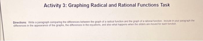Solved Activity 3: Graphing Radical and Rational Functions | Chegg.com