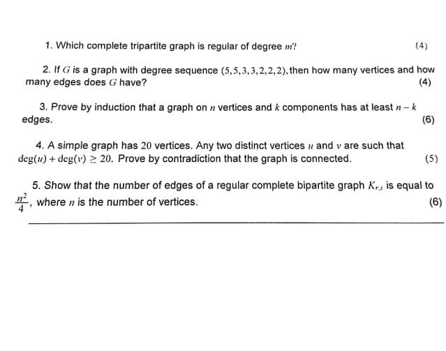 Solved 1. Which complete tripartite graph is regular of
