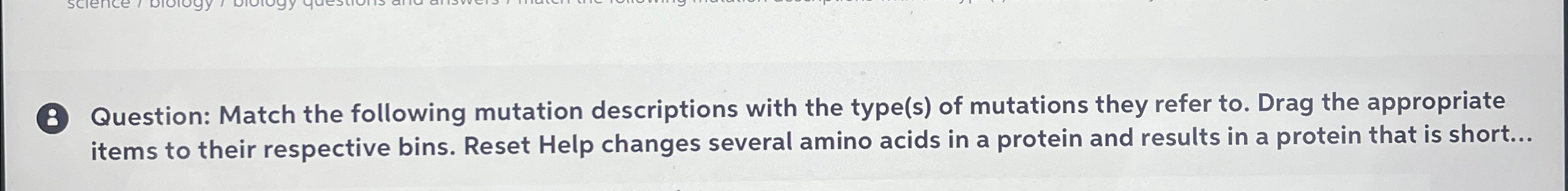 Solved 8 ﻿Question: Match the following mutation | Chegg.com