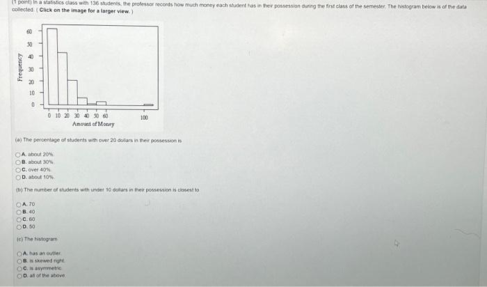 Solved (1 point) In a statistics class with 136 students, | Chegg.com