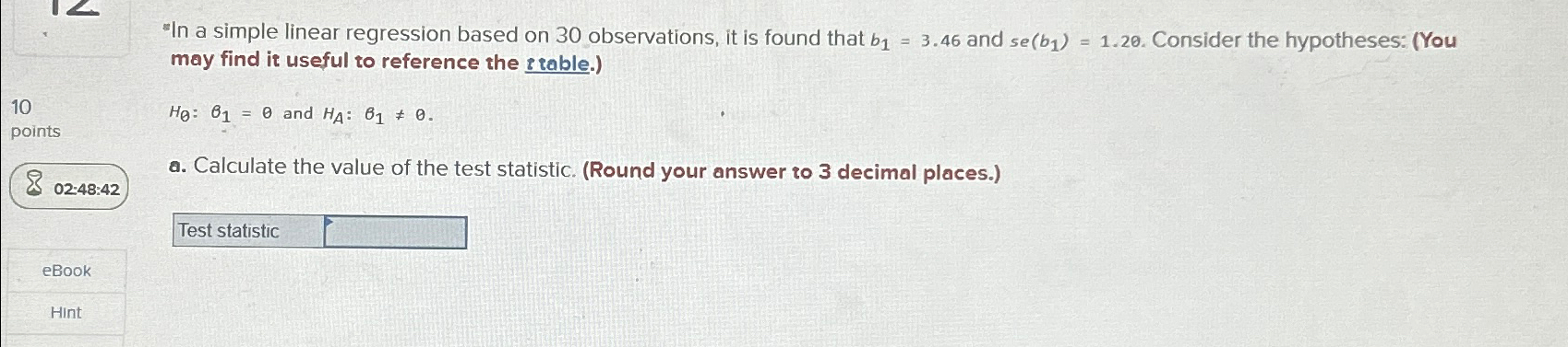 Solved "In a simple linear regression based on 30 | Chegg.com
