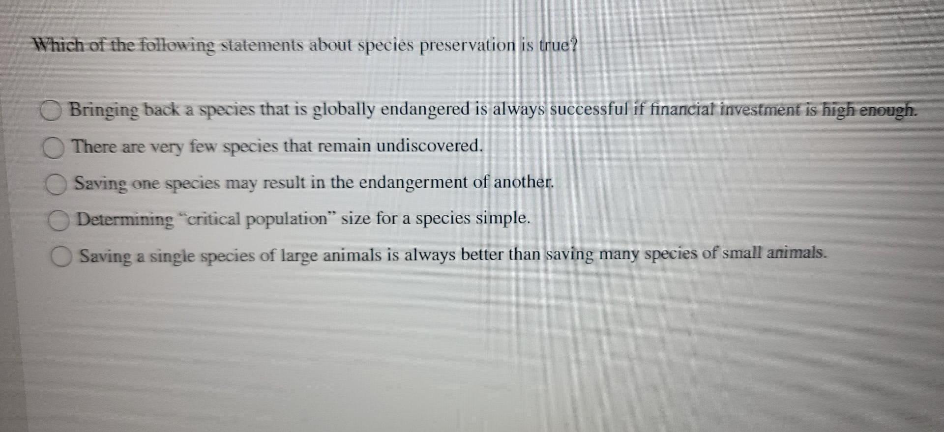 Solved Which of the following statements about species | Chegg.com