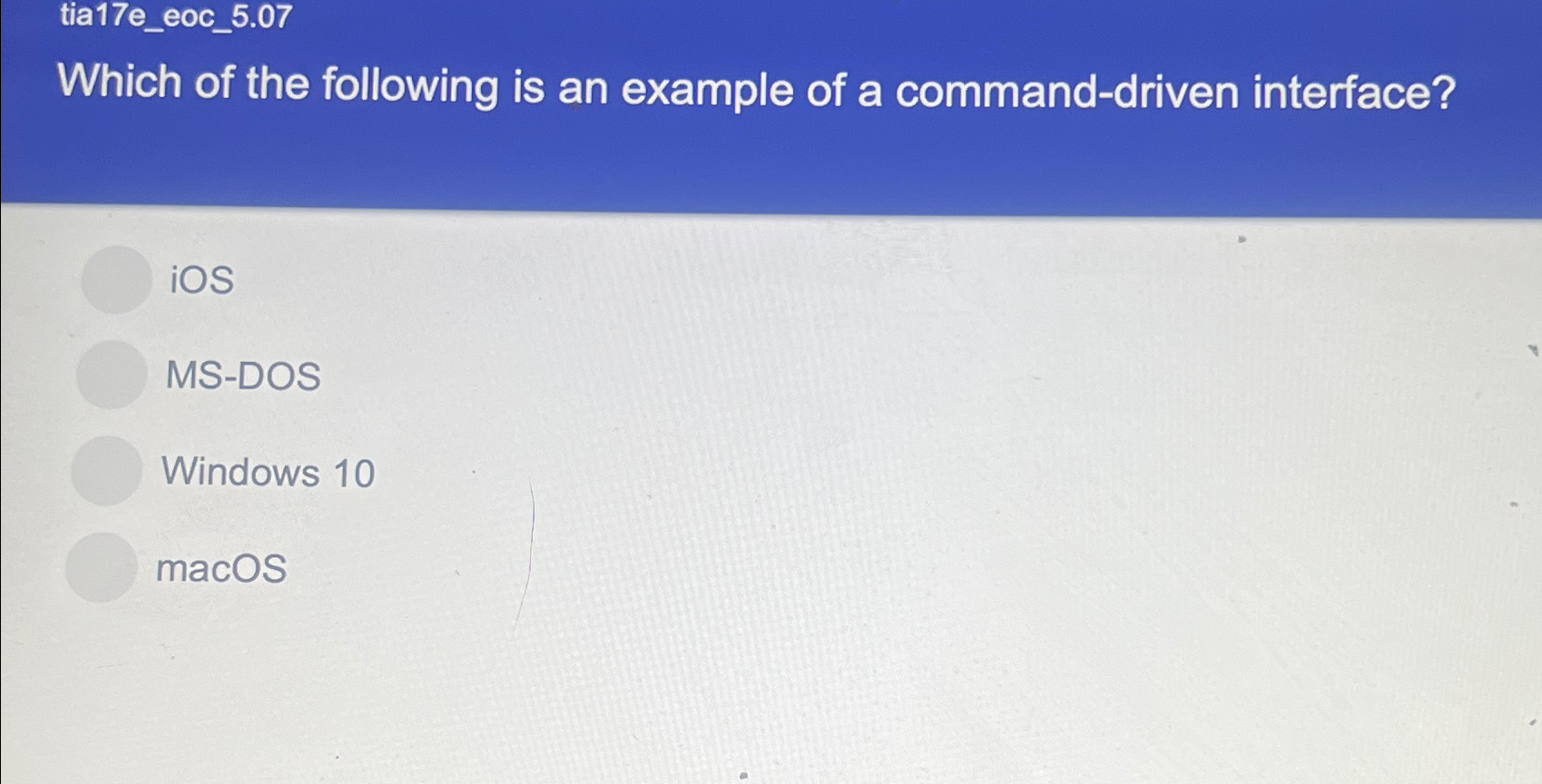 Solved tia17e_eoc_5.07Which of the following is an example | Chegg.com