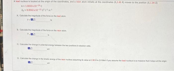 Solved A lead nucleus is located at the origin of the | Chegg.com