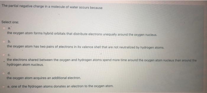 Oxygen Atom Has A Partial Negative Charge