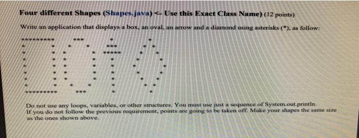 Solved Four different Shapes (Shapes.java)