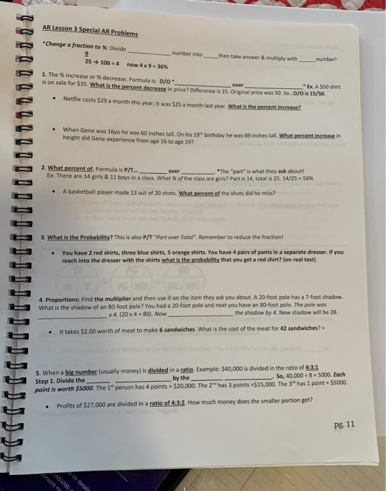 Ar Lesson 3 Special Ar Problems Change A Fraction To Chegg Com