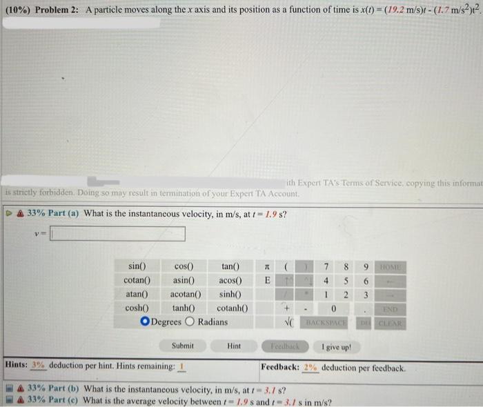 solved-10-problem-2-a-particle-moves-along-the-x-axis-chegg