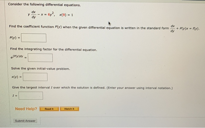 Solved Consider the following differential equations. dx * = | Chegg.com
