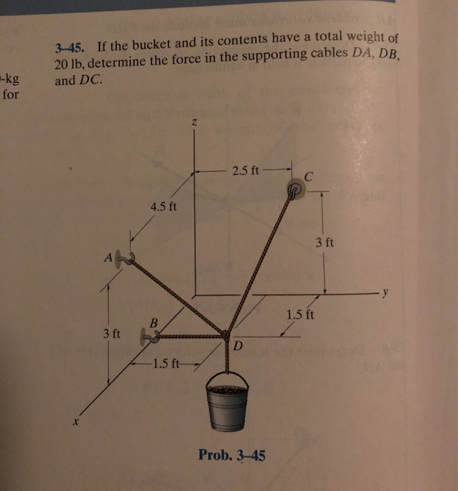 Solved 3-45. If the bucket and its contents have a total | Chegg.com