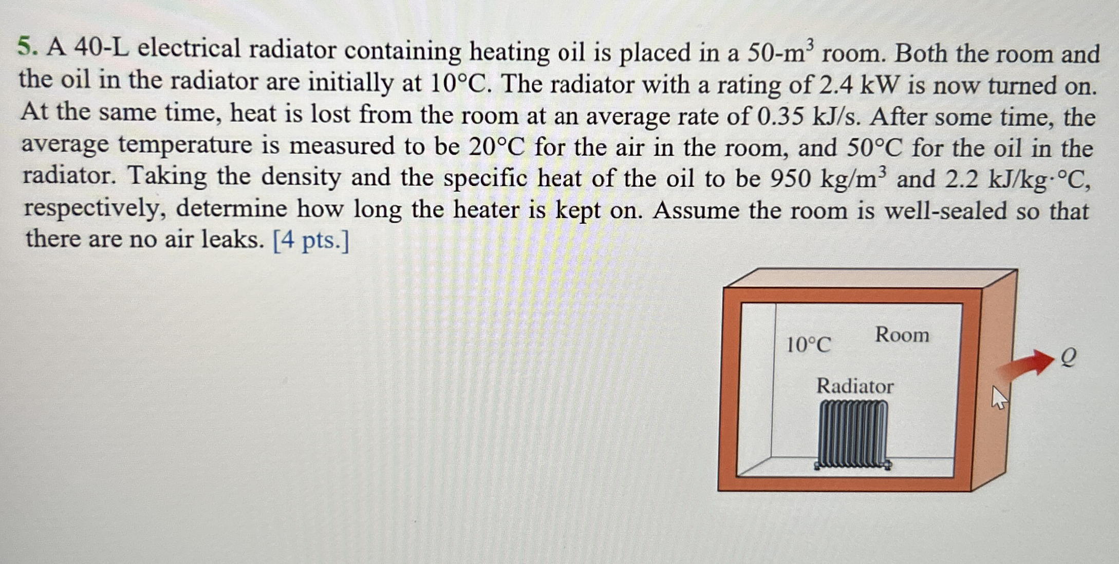 Solved A 40L ﻿electrical radiator containing heating oil is