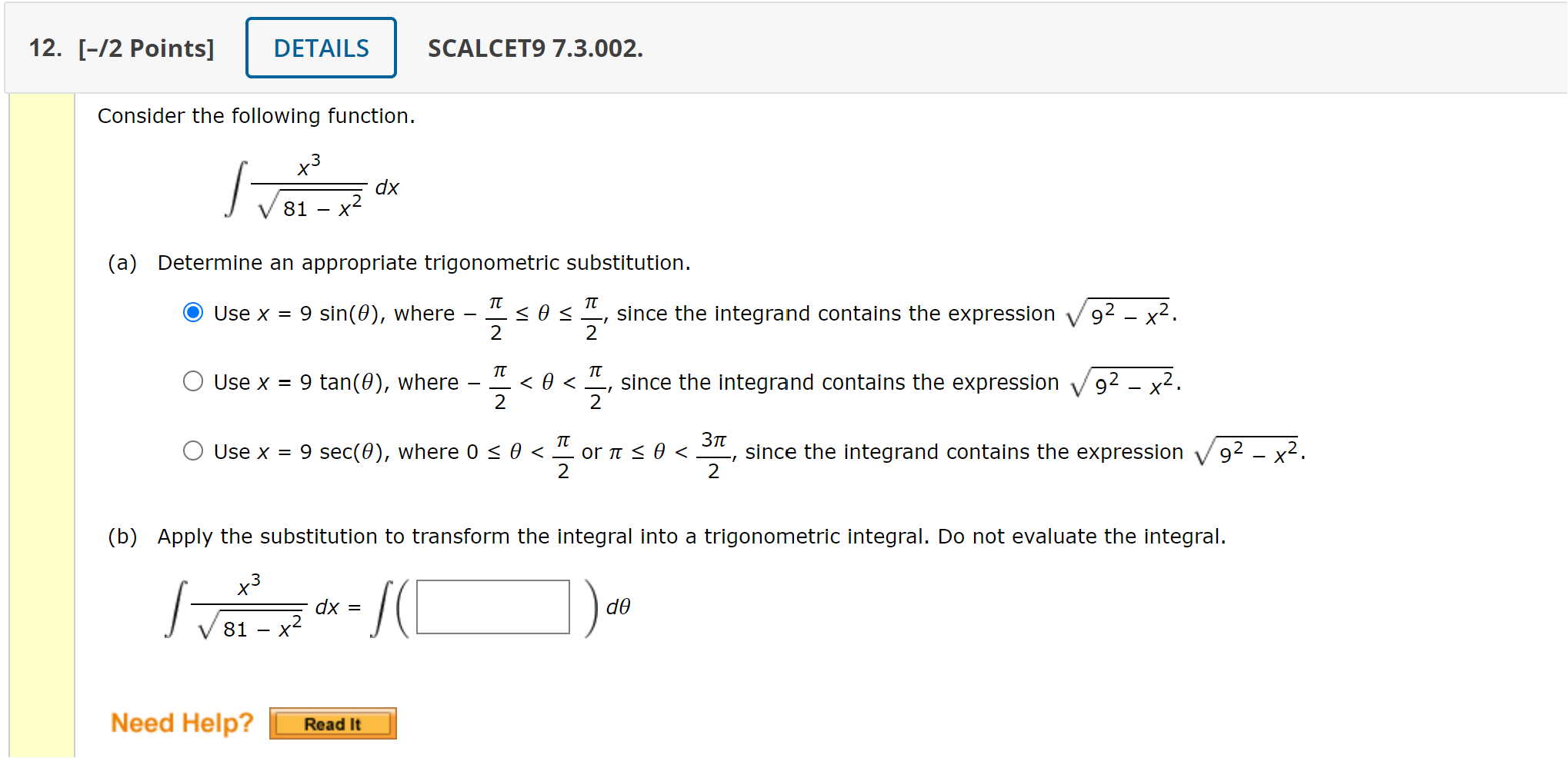 Solved Consider The Following Function ∫﻿﻿x381 X22dx A