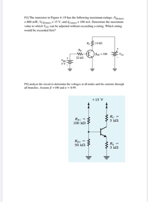 P3) The transistor in Figure 4-19 has the following | Chegg.com