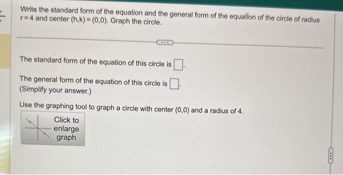 Solved Write the standard form of the equation and the | Chegg.com