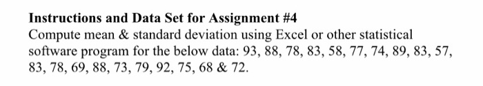 Solved Instructions and Data Set for Assignment #4 Compute | Chegg.com