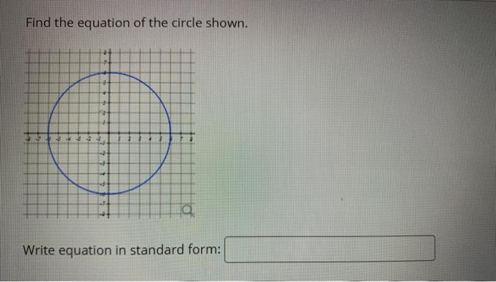 Solved Find the equation of the circle shown. Write equation | Chegg.com
