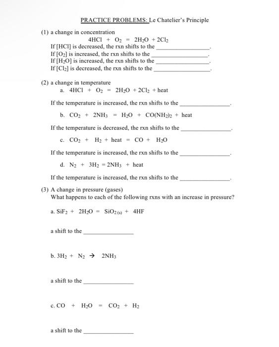 Solved PRACTICE PROBLEMS: CHEMICAL EQUILIBRIUM 1. | Chegg.com