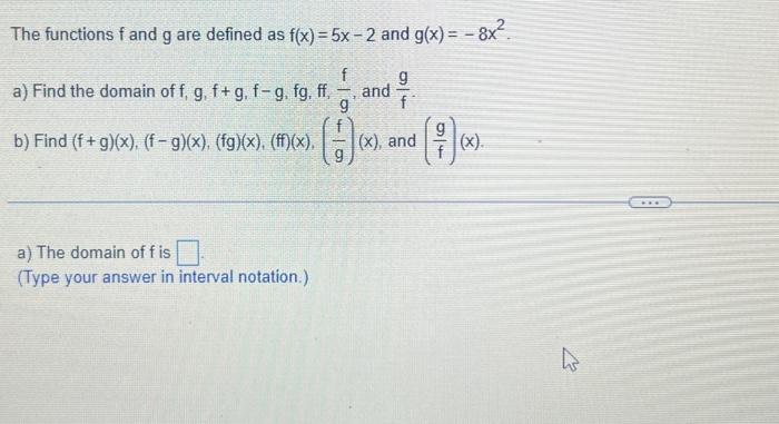 Solved The Functions F And G Are Defined As F X 5x−2 And