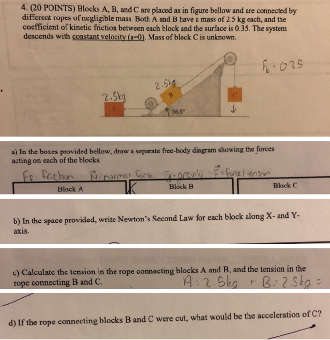 Solved 4 Points Blocks A B And C Are Placed As In Chegg Com